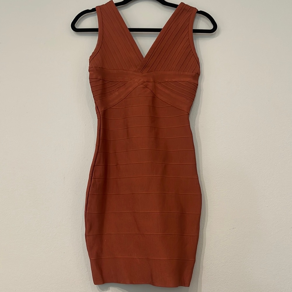 Brown bandage mini dress